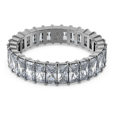 แหวน Matrix, เจียระไนทรง Baguette, เทา, เคลือบรูทีเนียม - Swarovski, 5648914