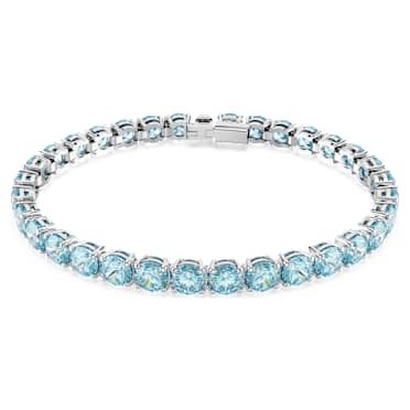 Matrix Tennis Armband, Rundschliff, Blau, Rhodiniert - Swarovski, 5648928