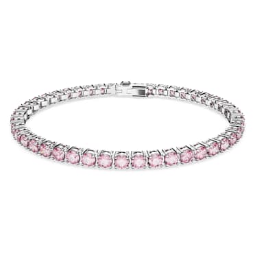 Braccialetto Matrix Tennis, Taglio Round, Rosa, Placcato rodio - Swarovski, 5648930