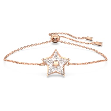 Stella bracelet, Kite cut, Star, White, Rose gold-tone plated - Swarovski, 5648985