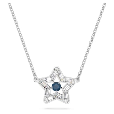 Stella pendant, Mixed cuts, Star, Blue, Rhodium plated - Swarovski, 5648999