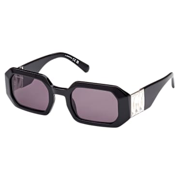 Okulary przeciwsłoneczne, Kształt ośmiokątny, SK0387 01A, Czarne - Swarovski, 5649034