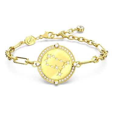 Zodiac สร้อยข้อมือ, ราศีเมถุน, โทนสีทอง, เคลือบโทนสีทอง - Swarovski, 5649067