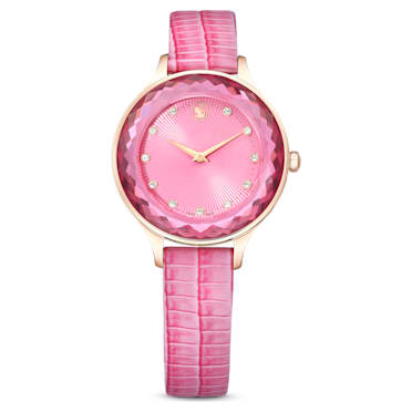 Octea Nova watch, Swiss Made, Leather strap, Pink, Rose gold-tone finish - Swarovski, 5650030