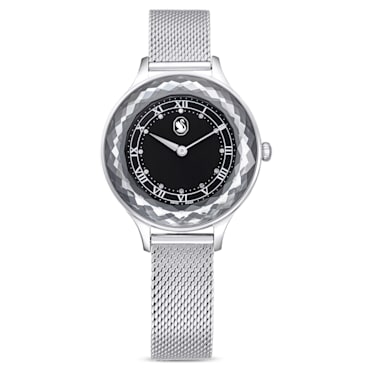Octea Nova watch, Swiss Made, Metal bracelet, Black, Stainless steel - Swarovski, 5650042