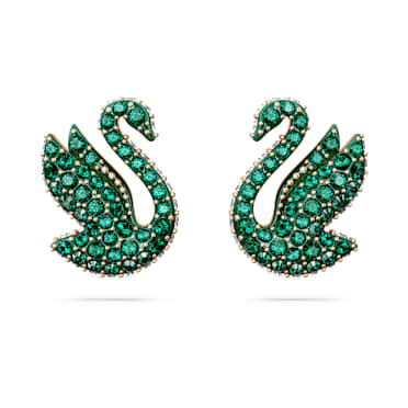 Swan Ohrstecker, Schwan, Grün, Roségold-Legierungsschicht - Swarovski, 5650063