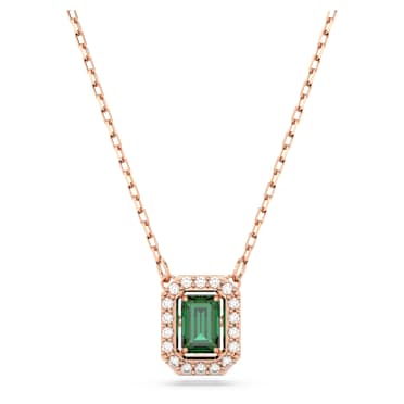 Una necklace, Octagon cut, Green, Rose gold-tone plated - Swarovski, 5650069