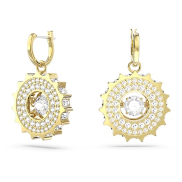 Rota drop earrings, Mixed round cuts, White, Gold-tone plated - Swarovski, 5650364