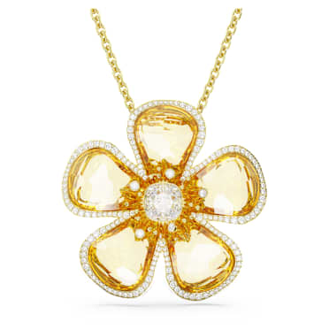 Idyllia 鏈墜, 花朵, 大碼, 黃色, 鍍金色色調 - Swarovski, 5650562