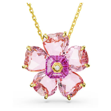 Collier Idyllia, Fleur, Rose, Doré à l’or 18 carats (750/1000) - Swarovski, 5650569