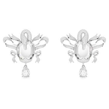 Boucles d'oreilles clip Fashion Swan, Cygne, Blanches, Métal rhodié - Swarovski, 5650895