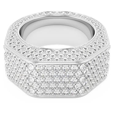 Anello cocktail Dextera, Forma ottagonale, Pavé, Bianco, Placcato rodio - Swarovski, 5651363