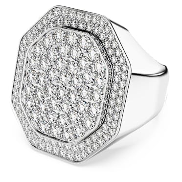 แหวนค็อกเทล Dextera, ทรงแปดเหลี่ยม, ขาว, เคลือบโรเดียม - Swarovski, 5651378