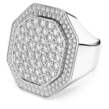 Koktejlový prsten Dextera, Osmihranný tvar, Bílá, Pokoveno rhodiem - Swarovski, 5651378