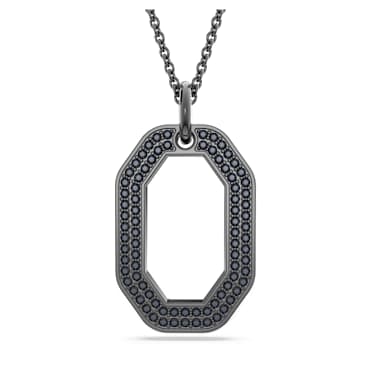 Pendentif Dextera, Forme octogonale, Petit, Noir, Métal plaqué ruthénium - Swarovski, 5651703