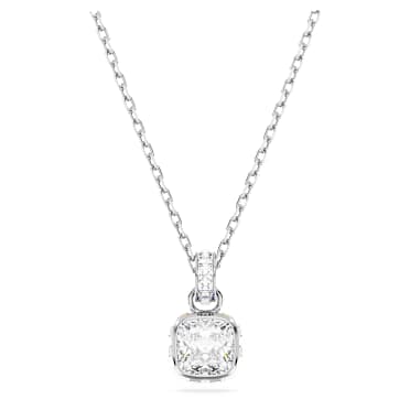 Birthstone Anhänger, Kissenschliff, April, Weiß, Rhodiniert - Swarovski, 5651704