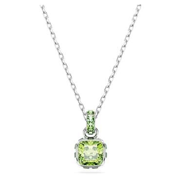 Přívěsek Birthstone, Čtvercový výbrus, Srpen, Zelená, Pokoveno rhodiem - Swarovski, 5651706