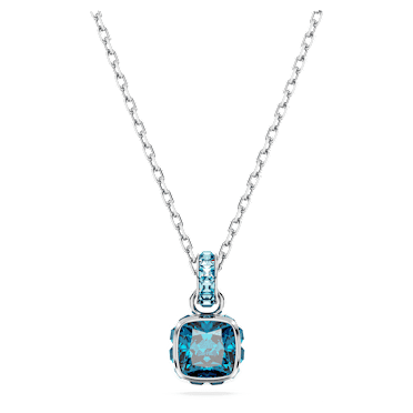Birthstone จี้สร้อยคอ, เจียระไนทรงสี่เหลี่ยมจัตุรัส, ธันวาคม, น้ำเงิน, เคลือบโรเดียม - Swarovski, 5651707
