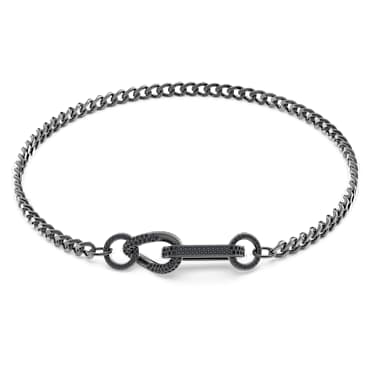 Dextera ketting, Pavé, Gemengde schakels, Zwart, Ruthenium toplaag - Swarovski, 5651760