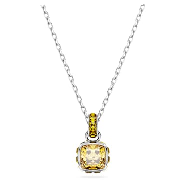 Pingente Birthstone, Lapidação quadrada, Novembro, Amarelo, Lacado a ródio - Swarovski, 5651792