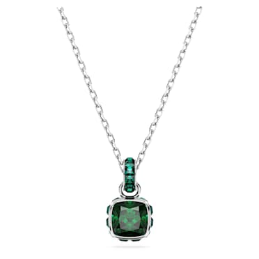 Birthstone hanger, Square slijpvorm, Mei, Groen, Rodium toplaag - Swarovski, 5651793