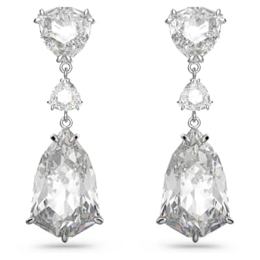 Mesmera 드롭 이어링, 믹스 컷, 화이트, 로듐 플래팅 - Swarovski, 5652038