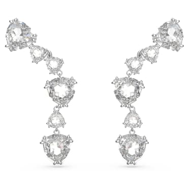 Pendientes ear cuff Mesmera, Talla trilliante, Blancos, Baño de rodio - Swarovski, 5652040