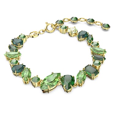 Brățară Gema, Tăieturi mixte, Verde, Placat cu auriu - Swarovski, 5652822