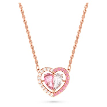 Gema 520 項鏈, 心形, 粉紅色, 鍍玫瑰金色調 - Swarovski, 5653007
