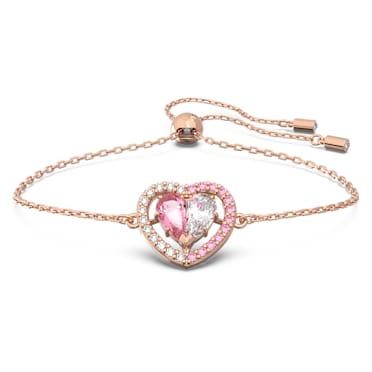 Gema 520 bracelet, Heart, Pink, Rose gold-tone plated - Swarovski, 5653012