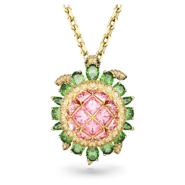 Idyllia pendant, Turtle, Multicoloured, Gold-tone plated - Swarovski, 5653068