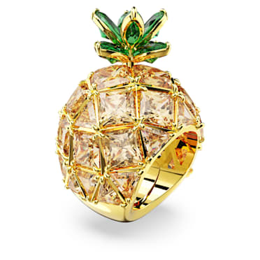 Koktejlový prsten Idyllia, Ananas, Vícebarevný, Pokoveno ve zlatém odstínu - Swarovski, 5655322