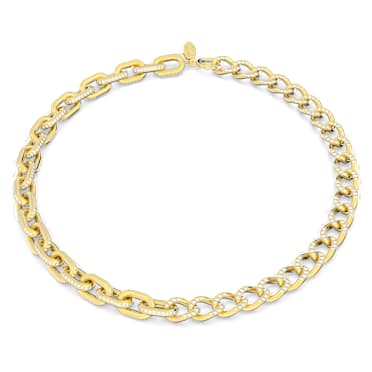 Dextera necklace, Mixed links, White, Gold-tone plated - Swarovski, 5655436