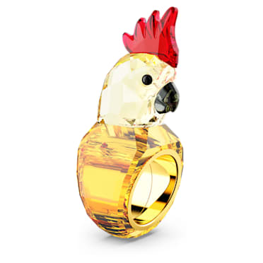 Idyllia 個性戒指, 鸚鵡, 彩色, 鍍金色色調 - Swarovski, 5655476