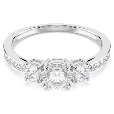 Stilla Attract Ring, Rundschliff, Weiß, Silberfarbenes Finish - Swarovski, 5655713