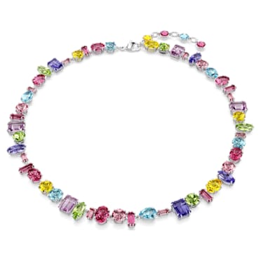 Gema necklace, Mixed cuts, Multicoloured, Rhodium plated - Swarovski, 5656397