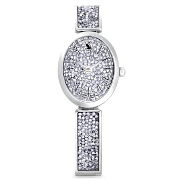 Crystal Rock Oval óra, Svájci gyártmány, Kristálykarkötő, Ezüst tónusú, Rozsdamentes acél - Swarovski, 5656881