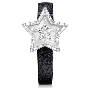 Symbolica Star Uhr, Schweizer Produktion, Stern, Lederarmband, Weiß, Edelstahl - Swarovski, 5656952