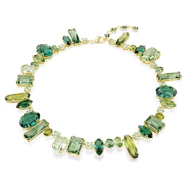 Collana Gema, Taglio misto, Verde, Finitura oro 18K - Swarovski, 5657388