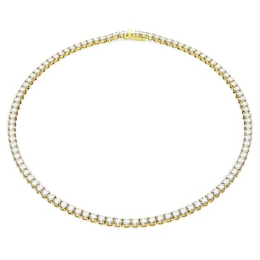 Matrix Tennis necklace, Round cut, Small, White, Gold-tone plated - Swarovski, 5657667