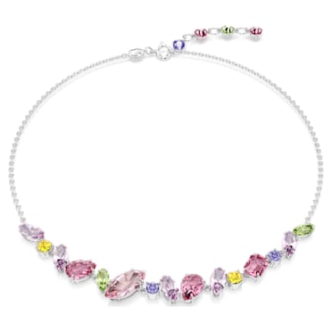 Gema necklace, Mixed cuts, Multicoloured, Rhodium plated - Swarovski, 5658398