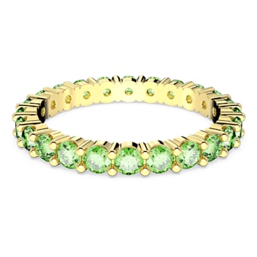 Matrix 戒指, 圆形切割, 绿色, 镀金色调 - Swarovski, 5658658
