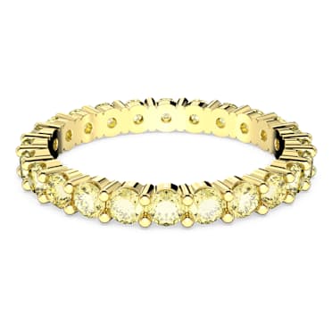 Anello Matrix, Taglio tondo, Giallo, Placcato color oro - Swarovski, 5658663