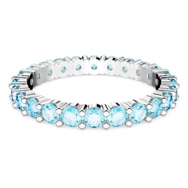 แหวน Matrix, เจียระไนทรงกลม, น้ำเงิน, เคลือบโรเดียม - Swarovski, 5658669