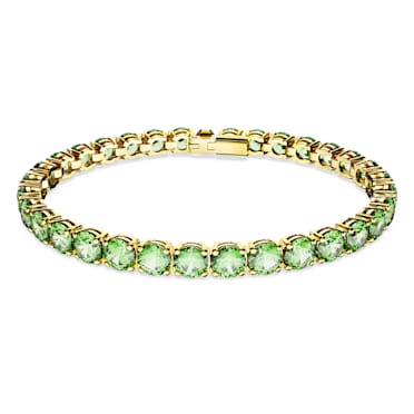 Braccialetto Matrix Tennis, Taglio Round, Verde, Placcato color oro - Swarovski, 5658848