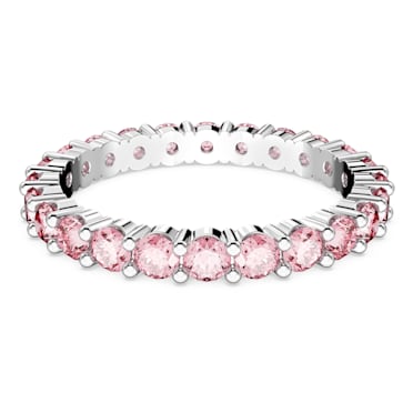Matrix ring, Round cut, Pink, Rhodium plated - Swarovski, 5658854