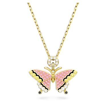 Idyllia จี้สร้อยคอ, ผีเสื้อ, หลากสี, เคลือบโทนสีทอง - Swarovski, 5658857