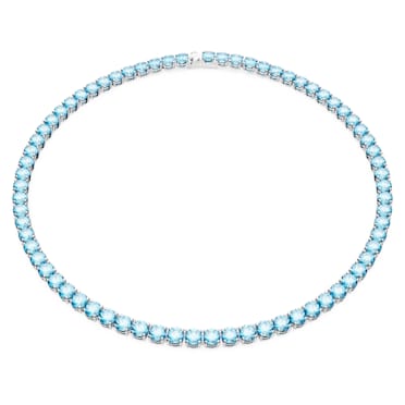 Matrix Tennis 项链, 圆形切割, 中号, 蓝色, 镀铑 - Swarovski, 5661187