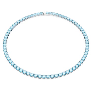 Matrix Tennis Kolye, Yuvarlak kesim, Orta, Mavi, Rodyum kaplama - Swarovski, 5661187