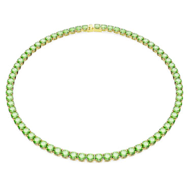 Collar Matrix Tennis, Talla redonda, Medio, Verde, Baño tono oro - Swarovski, 5661189